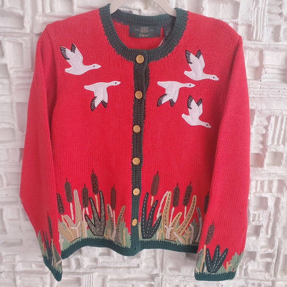 Vintage Orvis Duck Hunting Cardigan Sm